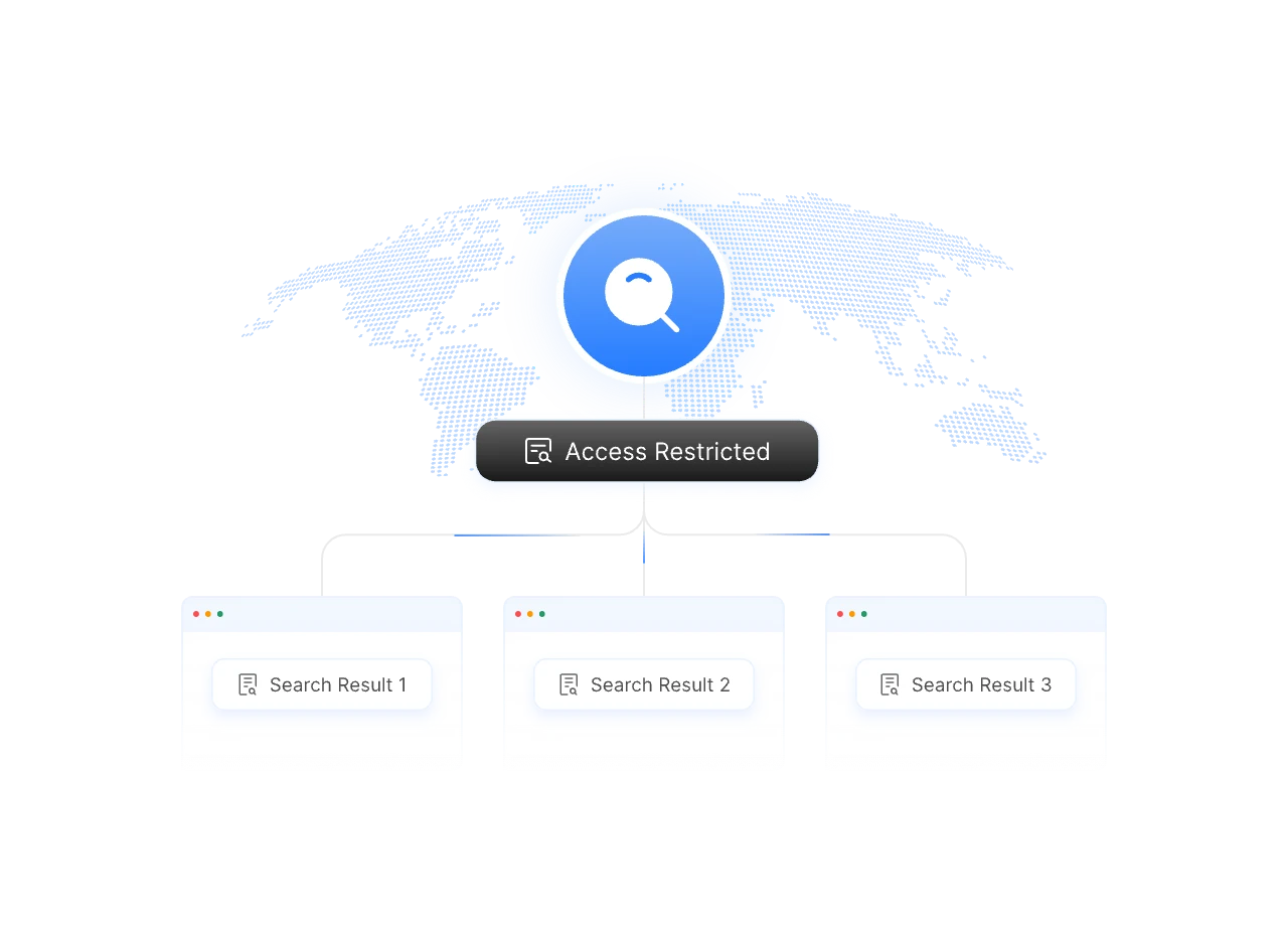 Illustration showing search result differences across locations and devices